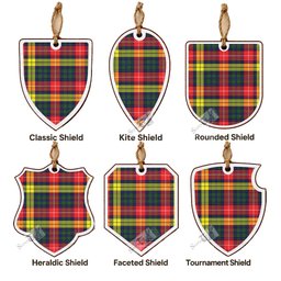 Dewar Tartan Shield Wood Ornament , Pick Your Clan & Regional Plaid