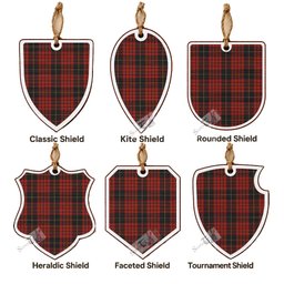 MacQueen (McQueen) Tartan Shield Wood Ornament , Pick Your Clan & Regional Plaid