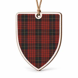 MacQueen (McQueen) Tartan Shield Wood Ornament , Pick Your Clan & Regional Plaid