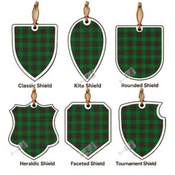Logie Tartan Shield Wood Ornament , Pick Your Clan & Regional Plaid