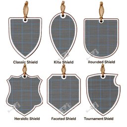 Gladstone (Gladstanes) Tartan Shield Wood Ornament , Pick Your Clan & Regional Plaid