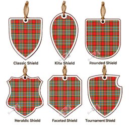 Chattan Tartan Shield Wood Ornament , Pick Your Clan & Regional Plaid