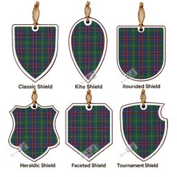 Hart Tartan Shield Wood Ornament , Pick Your Clan & Regional Plaid
