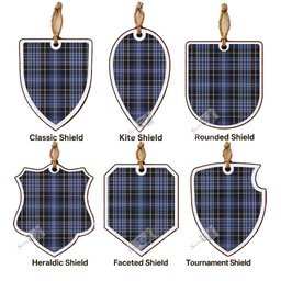 Clark (Clarke) Tartan Shield Wood Ornament , Pick Your Clan & Regional Plaid