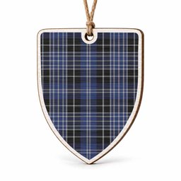 Clark (Clarke) Tartan Shield Wood Ornament , Pick Your Clan & Regional Plaid
