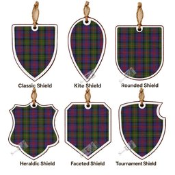 MacLennan (McLennan) Tartan Shield Wood Ornament , Pick Your Clan & Regional Plaid