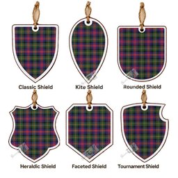 Logan Tartan Shield Wood Ornament , Pick Your Clan & Regional Plaid