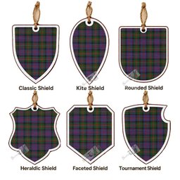 MacDonell (McDonell) Tartan Shield Wood Ornament , Pick Your Clan & Regional Plaid