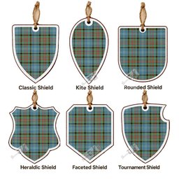 Paisley Tartan Shield Wood Ornament , Pick Your Clan & Regional Plaid