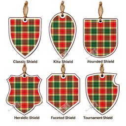 Gibson (Gibbs or Gibsone) Tartan Shield Wood Ornament , Pick Your Clan & Regional Plaid