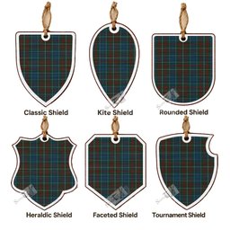 MacConnell (McConnell) Tartan Shield Wood Ornament , Pick Your Clan & Regional Plaid