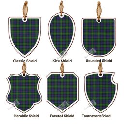 Gordon Tartan Shield Wood Ornament , Pick Your Clan & Regional Plaid