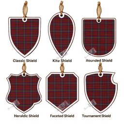 McClure Tartan Shield Wood Ornament , Pick Your Clan & Regional Plaid