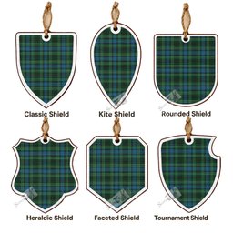 O'Connor Tartan Shield Wood Ornament , Pick Your Clan & Regional Plaid