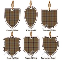 O'Keefe Tartan Shield Wood Ornament , Pick Your Clan & Regional Plaid