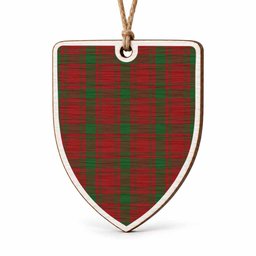 MacQuarrie (McQuarrie) Tartan Shield Wood Ornament , Pick Your Clan & Regional Plaid
