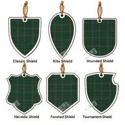 MacRae (McRae) Tartan Shield Wood Ornament , Pick Your Clan & Regional Plaid