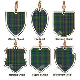 Jones Tartan Shield Wood Ornament , Pick Your Clan & Regional Plaid