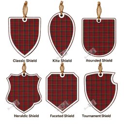 Galway Tartan Shield Wood Ornament , Pick Your Clan & Regional Plaid