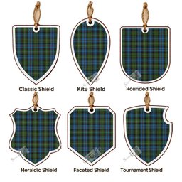 Mackenzie (Mckenzie) Tartan Shield Wood Ornament , Pick Your Clan & Regional Plaid