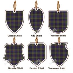 MacLellan (McLellan) Tartan Shield Wood Ornament , Pick Your Clan & Regional Plaid