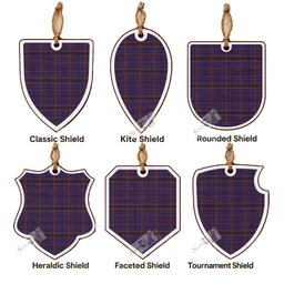 James of Wales Tartan Shield Wood Ornament , Pick Your Clan & Regional Plaid