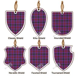 Montgomery Tartan Shield Wood Ornament , Pick Your Clan & Regional Plaid