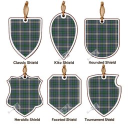 MacDowall (McDowall) Tartan Shield Wood Ornament , Pick Your Clan & Regional Plaid