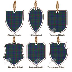 Laurie Tartan Shield Wood Ornament , Pick Your Clan & Regional Plaid