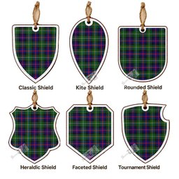 Malcolm Tartan Shield Wood Ornament , Pick Your Clan & Regional Plaid