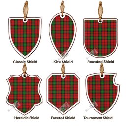 Kerr Tartan Shield Wood Ornament , Pick Your Clan & Regional Plaid