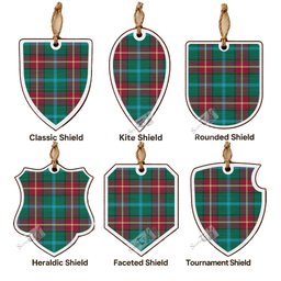 Manitoba Tartan Shield Wood Ornament , Pick Your Clan & Regional Plaid