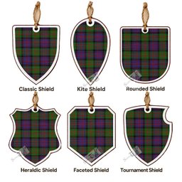 MacDonald (McDonald) Tartan Shield Wood Ornament , Pick Your Clan & Regional Plaid