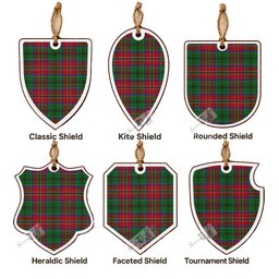 MacCulloch (McCulloch) Tartan Shield Wood Ornament , Pick Your Clan & Regional Plaid