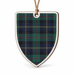 MacAskill (McAskill) Tartan Shield Wood Ornament , Pick Your Clan & Regional Plaid