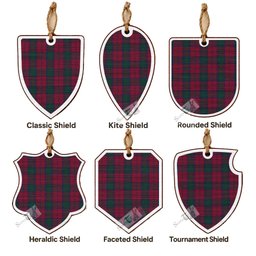 Lindsay Tartan Shield Wood Ornament , Pick Your Clan & Regional Plaid