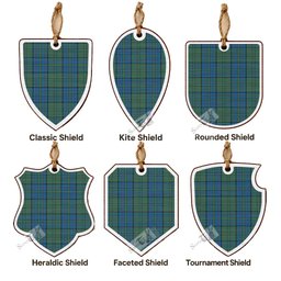 Lockhart Tartan Shield Wood Ornament , Pick Your Clan & Regional Plaid