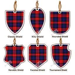 McLaughlin Tartan Shield Wood Ornament , Pick Your Clan & Regional Plaid