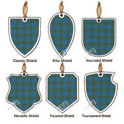 Oliver Tartan Shield Wood Ornament , Pick Your Clan & Regional Plaid