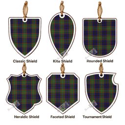 MacLeish (McLeish) Tartan Shield Wood Ornament , Pick Your Clan & Regional Plaid