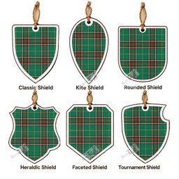 Newfoundland And Labrador Tartan Shield Wood Ornament , Pick Your Clan & Regional Plaid