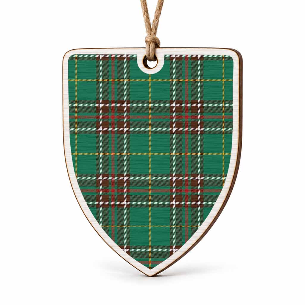 Newfoundland And Labrador Tartan Shield Wood Ornament , Pick Your Clan & Regional Plaid