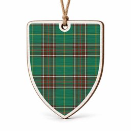 Newfoundland And Labrador Tartan Shield Wood Ornament , Pick Your Clan & Regional Plaid