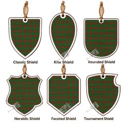 Menzies Tartan Shield Wood Ornament , Pick Your Clan & Regional Plaid