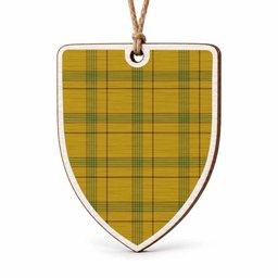 Houston Tartan Shield Wood Ornament , Pick Your Clan & Regional Plaid