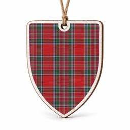 MacBean (MacBain) Tartan Shield Wood Ornament , Pick Your Clan & Regional Plaid