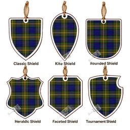 Moore Tartan Shield Wood Ornament , Pick Your Clan & Regional Plaid