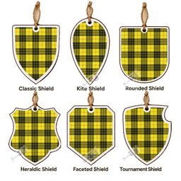 MacLeod (McLeod) Tartan Shield Wood Ornament , Pick Your Clan & Regional Plaid