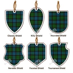MacKay (McKay) Tartan Shield Wood Ornament , Pick Your Clan & Regional Plaid