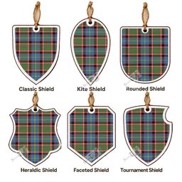 Glass Tartan Shield Wood Ornament , Pick Your Clan & Regional Plaid